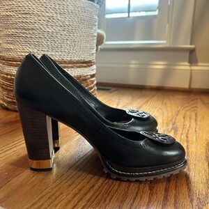 Tory Burch Black Chunky Heel Shoes